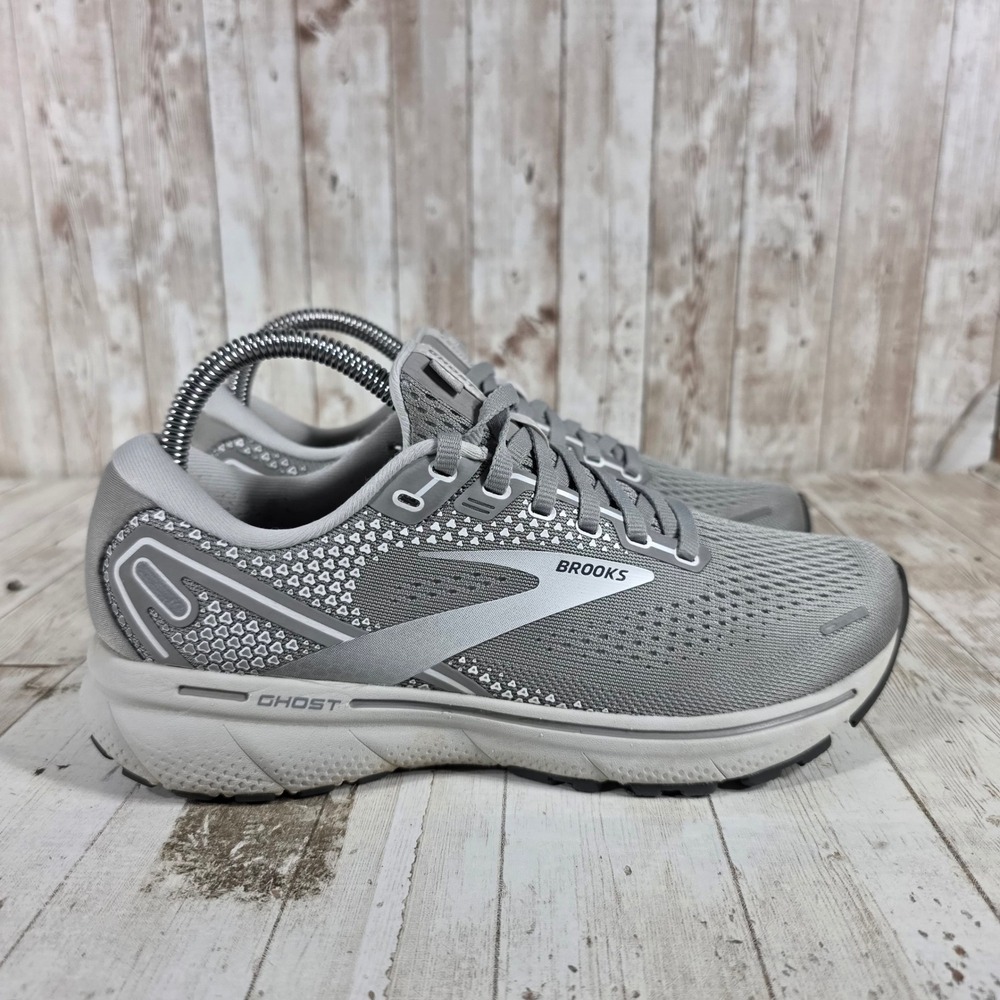 Brooks Ghost 14 Womens Running Shoes Grey White 1203561B089 Size 8 Medium B
